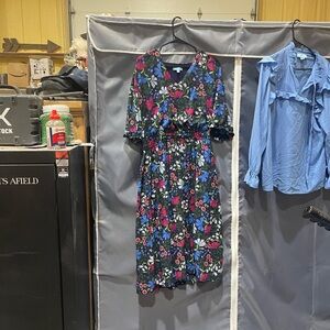 Draper James Black Floral Midi Dress